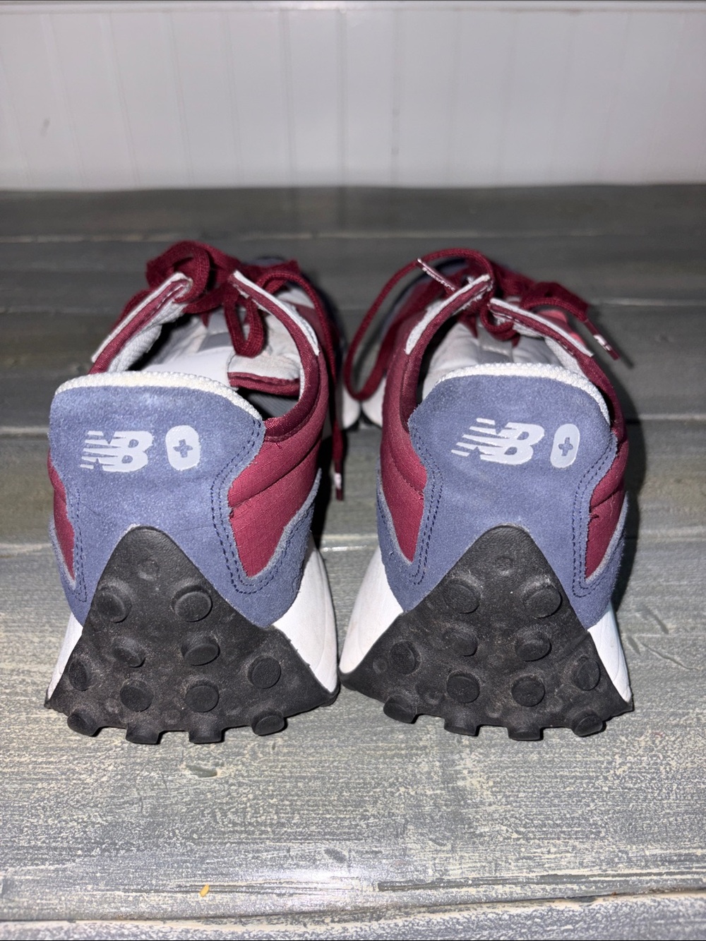 New Balance + Figs Women’s Burgundy, Gray & White Retro Runner Sneakers - Picture 2 of 4